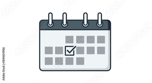 Calendar illustration depicts a selected day on a monthly grid with a bold checkmark inside the day box to convey a scheduled appointment or important reminder.