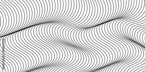 Abstract Dotted Wave Pattern – Black Dot Flow Lines, Optical Illusion Texture, Modern Geometric Background for Creative Design, Poster, Cover and Digital Art
