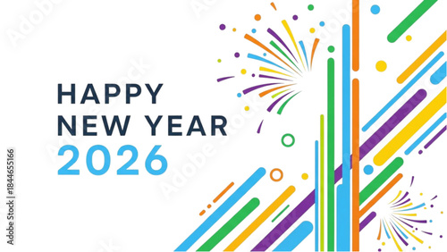 A festive Happy New Year 2026 celebration card for the upcoming New Year.