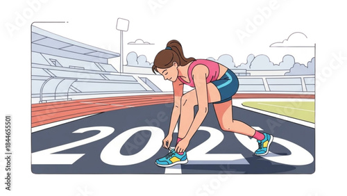 Happy New Year! Runner starting the 2026 race for a successful New Year.