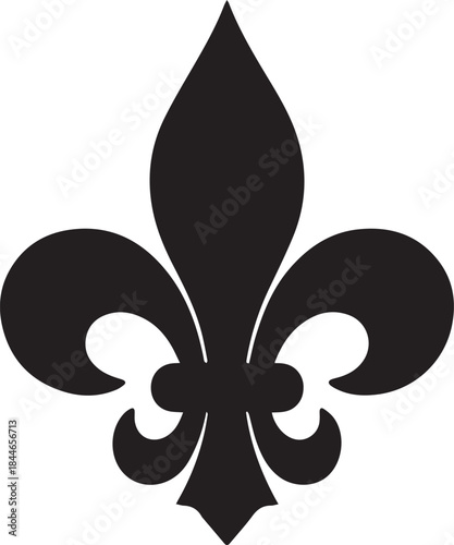 Black silhouette of a classic fleur de lis symbol on a white background
