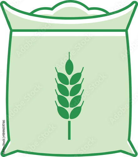 Grain sack vector illustration with wheat symbol, agricultural flour or rice bag icon for farming and food design