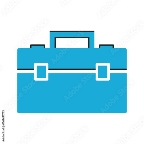 Simple blue briefcase icon on white background