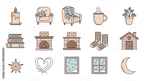 Collection of Hand Drawn Home Icons.