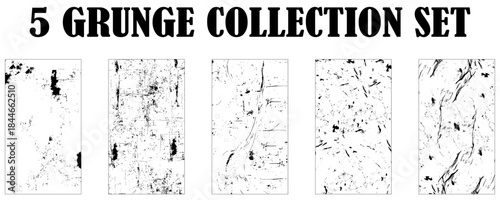 Set of Black and white grunge. Surface dust and rough dirty wall background concept. 