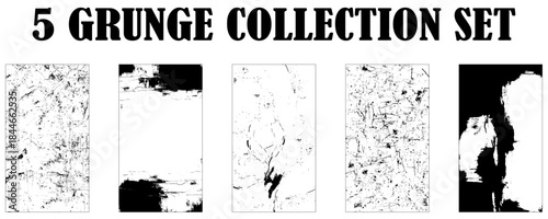 Set of Black and white grunge. Distress overlay texture. Surface dust and rough dirty wall background concept. Distress illustration simply place over object to create grunge effect. 