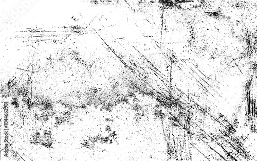 Grunge is black and white. Abstract vector texture of old surface. Background of cracks, scuffs, chips, stains, ink spots, lines