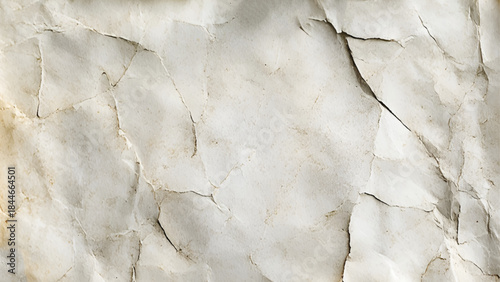 Background of white textured paper with vintage crumples. Poster or sticker with pattern