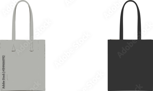 Minimal tote bag vector illustration, reusable canvas shopping bags in neutral colors, eco friendly fashion accessory, simple flat handbag design