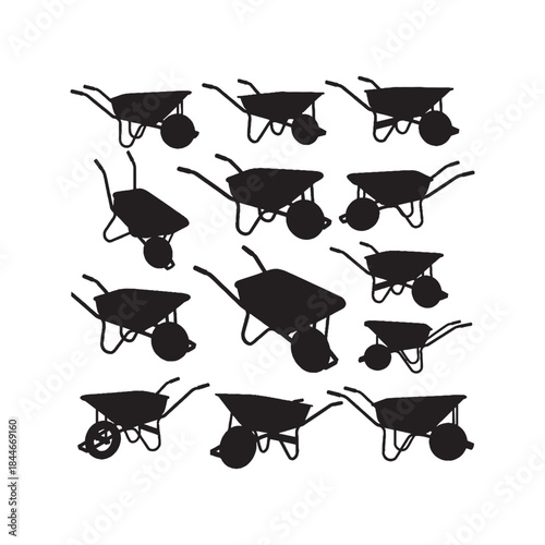 Wheelbarrow Silhouettes Collection,Wheelbarrows Silhouettes,Vector Wheelbarrow Silhouettes,Garden Wheelbarrow Silhouettes,wheelbarrow vector