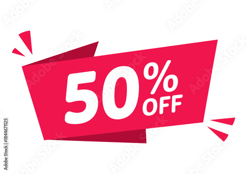 Fifty percent off sale tag or sticker design for promotion and marketing