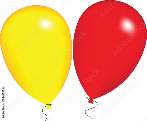 Red and yellow balloons illustration isolated on transparent background, Vector, illustration