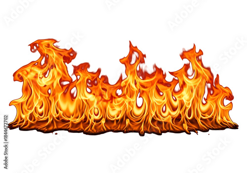 Bright orange and yellow flame border on transparent background