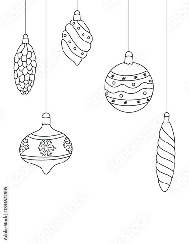 Christmas coloring page for adults and children. Symbols of Christmas and New Year.
