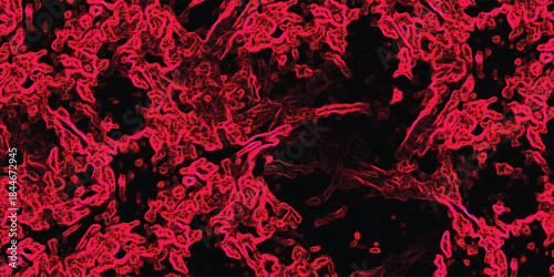 Energetic abstract background with bright neon pink organic fractal shapes and lines on a deep black canvas, dynamic and complex design