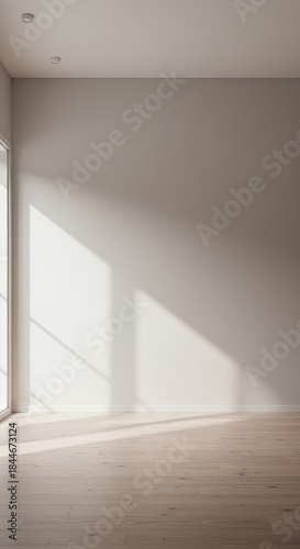 An empty contemporary living space featuring minimalist design, bright daylight, and neutral tones suitable for interior design mockups ,architecture ,home ,surface