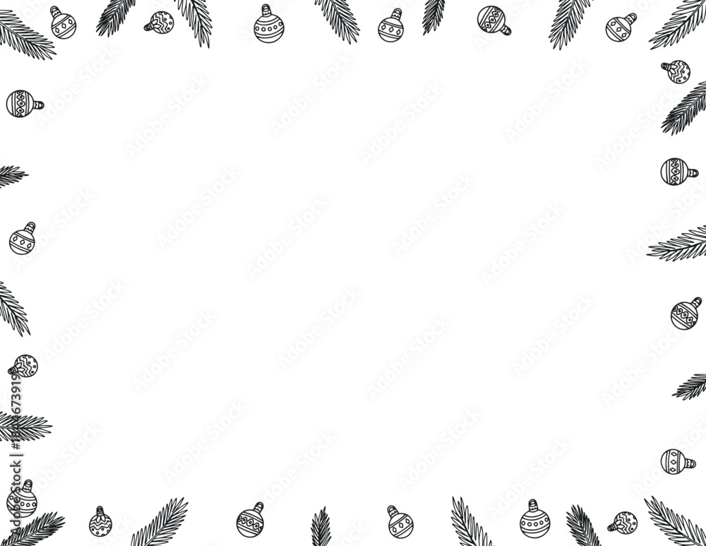 Obraz premium Christmas coloring page for adults and children. Symbols of Christmas and New Year.