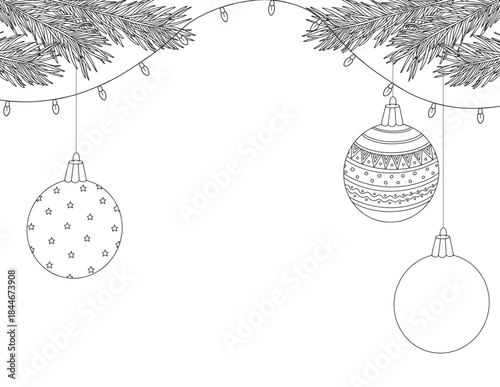 Christmas coloring page for adults and children. Symbols of Christmas and New Year.