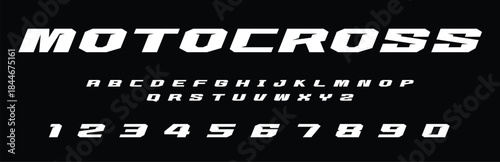 Motocross racer Font Alphabet Vector Design for High Performance and Racing Typography	

