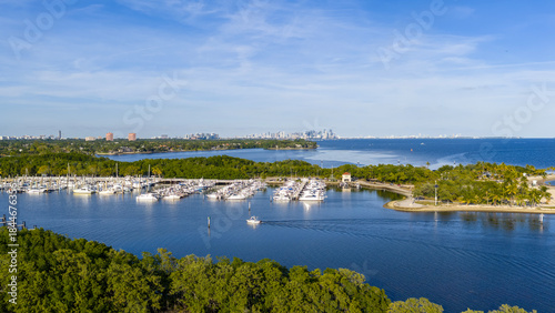 Aerial shot of Matheson Hammock Park in Coral Gables Florida USA