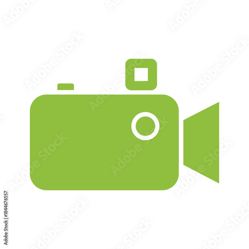 Green video camera icon on white background