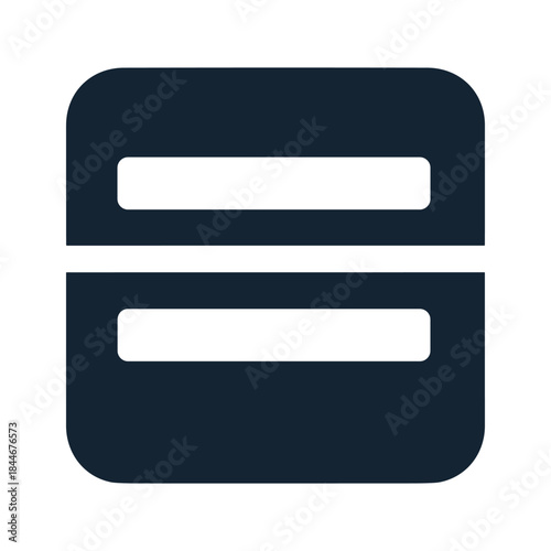 Simple dark blue icon with two horizontal bars