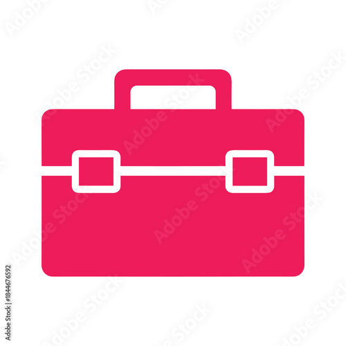 Simple pink briefcase icon on white background