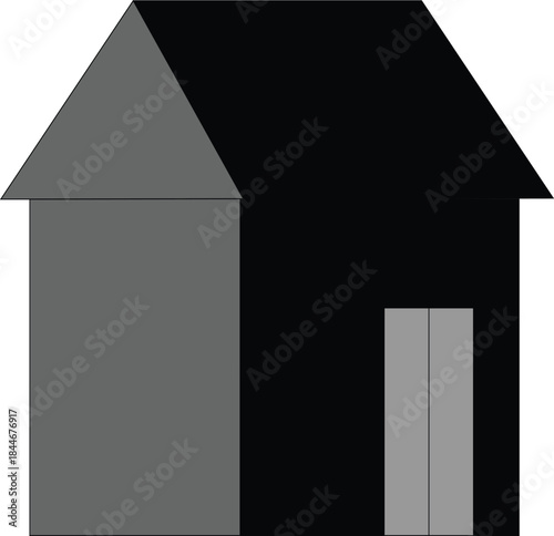 Editable Black and White House Vector EPS Design for Architects, Graphic Designers, and Creative Projects .Fully Scalable Vector Illustration of a Classic Home Facade with Clean Lines.