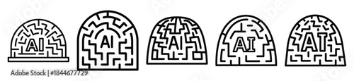 ai maze line art icon set. ai and robotics outline icons collection.