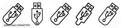 ai usb line art icon set. ai and robotics outline icons collection.