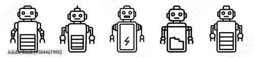 robot battery line art icon set. ai and robotics outline icons collection.