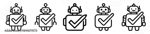 robot check line art icon set. ai and robotics outline icons collection.