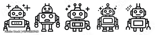 robot holograph line art icon set. ai and robotics outline icons collection.