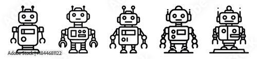 robot industry line art icon set. ai and robotics outline icons collection.