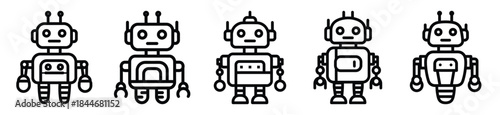 robot innovation line art icon set. ai and robotics outline icons collection.