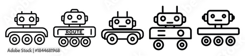 robot route line art icon set. ai and robotics outline icons collection.