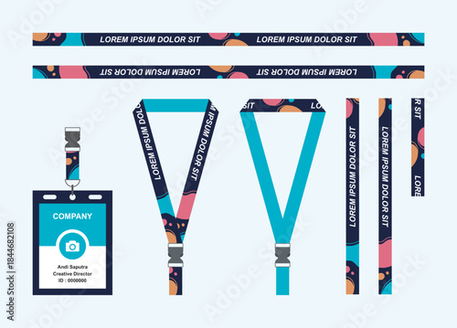 Sport Lanyard and ID Card Template with Modern Geometric Pattern