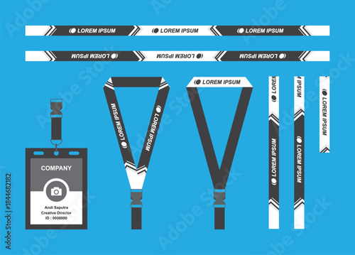 Sport Lanyard and ID Card Template with Modern Geometric Pattern