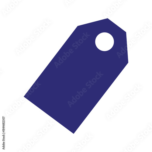 Dark blue tag with a hole on transparent background
