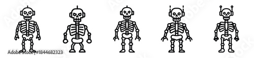 robot skeleton line art icon set. ai and robotics outline icons collection.