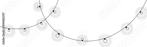 String of festive lights on a white background creating a party atmosphere