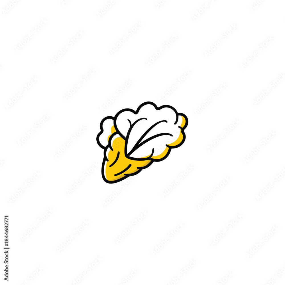 Fototapeta premium Hand drawn collard green vegetable icon with a simple doodle art style