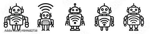 robot wifi line art icon set. ai and robotics outline icons collection.