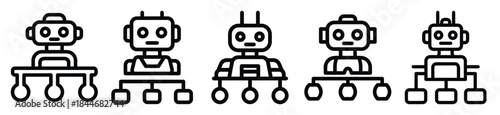 robot workflow line art icon set. ai and robotics outline icons collection.