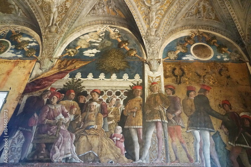 Frescoes in the bridal chamber in the Castle of San Giorgio in Mantua, Italy