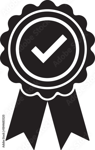 Medal icon set. Approved or certified medal icons. Line, glyph and flat style. Certified, qualified, the best, check mark and number one
