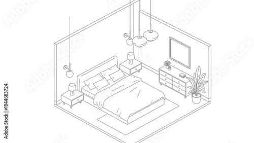 Sketch of a house architectural design and blueprint illustration