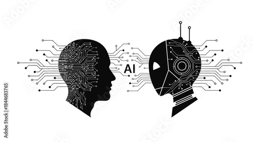 Silhouette of a woman head with flowers and gears symbolizing time technology and creative energy