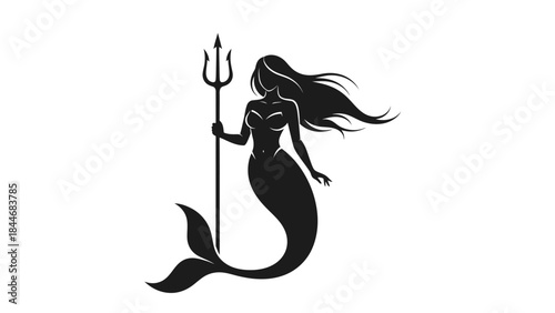 Black vector music illustration of a girl silhouette with a floral tattoo design