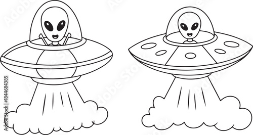 Alien spaceship cartoon vector with ufo beam